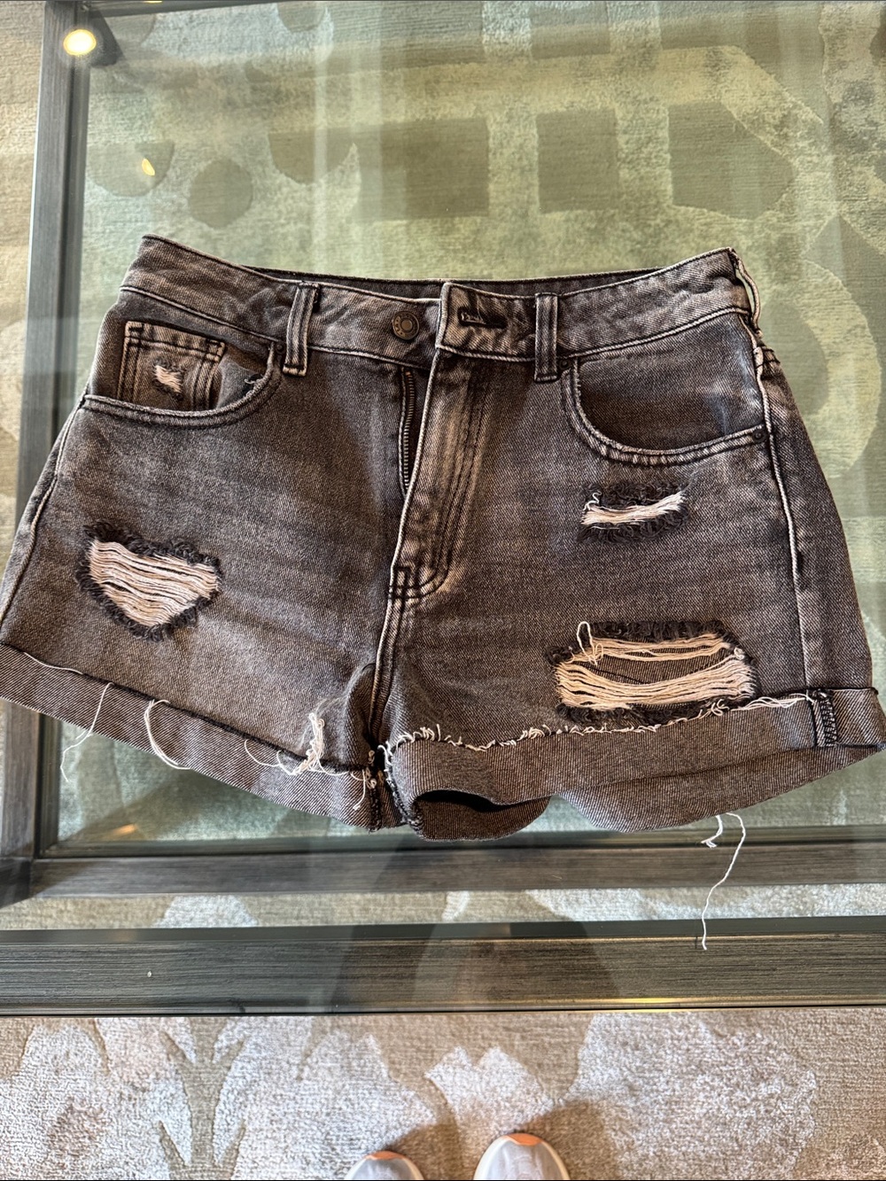 PacSun Women's Black Distressed Denim Jean Shorts